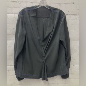 Rag & Bone Black Silk Pullover Top with Blue Stitching Size Medium
